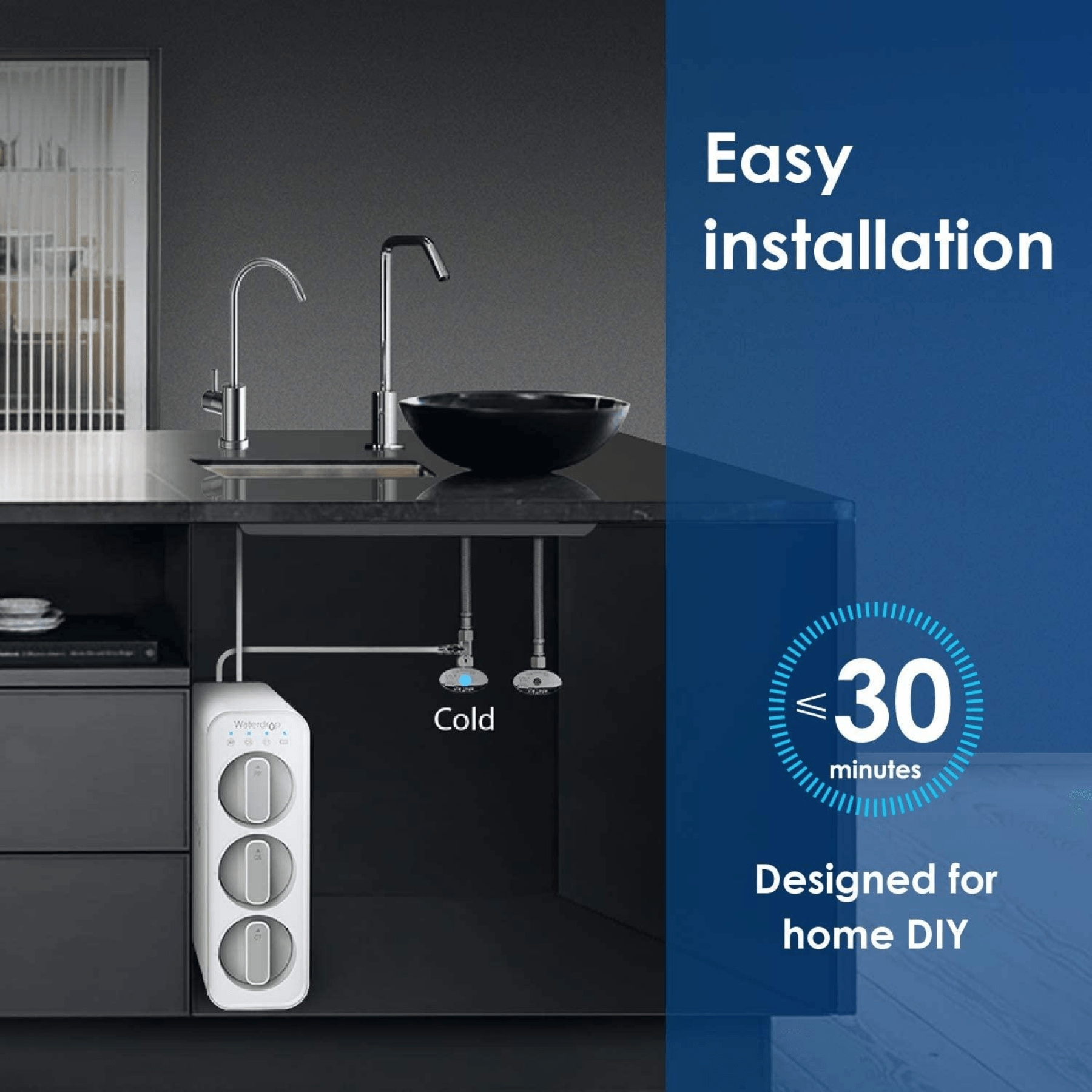 WaterDrop Under Sink Integrated Dual Carbon Filtration System